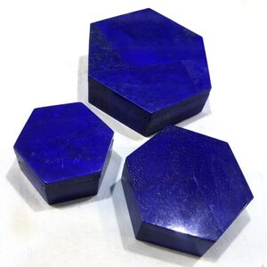 Beautiful Lapis Lazuli New Shape Jewelry Boxes Set 3 Pieces