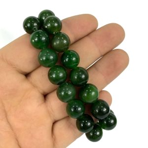 Green Nephrite Jade Round Beads Bracelets